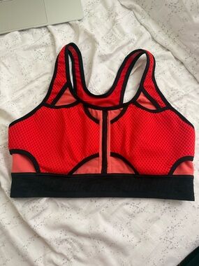 Nike Red and Black Front-Zip Athletic Sports Bra